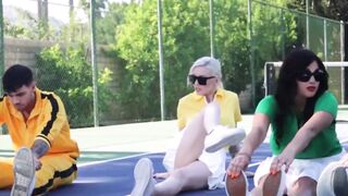 Friendly tennis match turns into a stepson swap with MILFs Kenzie Taylor and Mona Aza