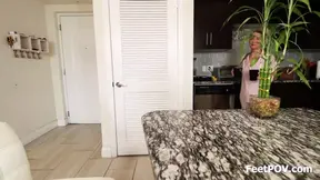 Unfaithful wife teases handsome hubby with her naughty feet