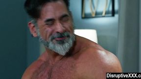 Horny young twink gets a hot muscle rub from his step-dad before they bang raw