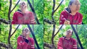 Fit Petite Asian Smoking spitting and Coughing in the woods while sick volume 22 Non Nude ****wmv****