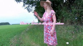 Flash and tease on a country walk