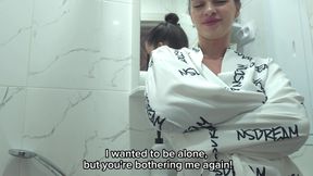 My stepmom came to my bathroom just in time!