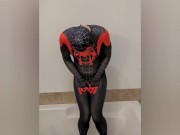 Desperate to pee, stuck in my Spiderman suit, big release at the end