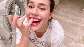 stuck in washing machine, ass fucked and cum on my face!!!