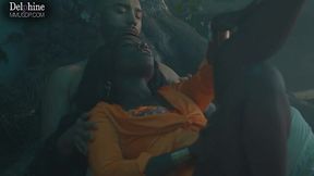 Erotic caresses and kisses with a gentle black girl.