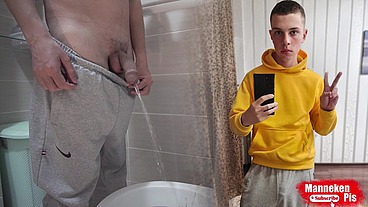 The guy took off his pants and long pees