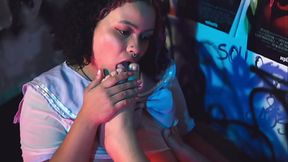 BBW Lesbian Pussy Eating and Foot Worship