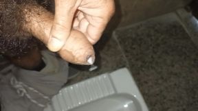 Indian middle age man masterbate in the toilet