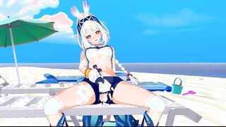 Mualani jerks-off and nuts over the beach (Hentai Genshin Impact)