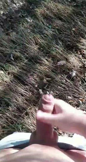 Huge cumshot in the woods