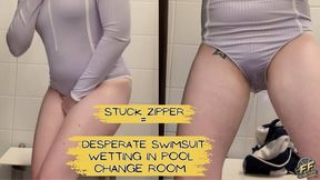 Desperate swimsuit wetting in pool change room