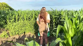 Cute multi-orgasmic babe gets hard and rough fucked in public cornfield