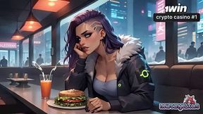 Neuro Angels: Wet Cybernetic Lover in Neon Rain Cafe Date