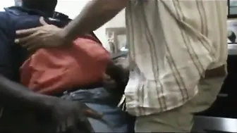 Amateur Interracial Threesome with Black Men and Chubby Older White Guy