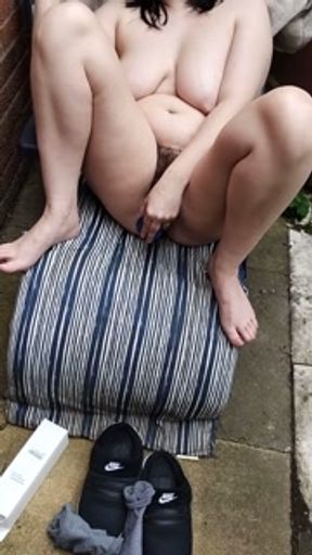 Using my toy in the garden