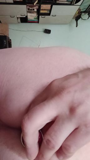 Solo Summer Time. Femboy plug his ass and masturbate