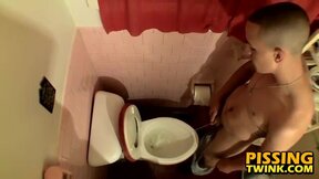 Leo McArthur gets caught jerking off and pissing in toilet