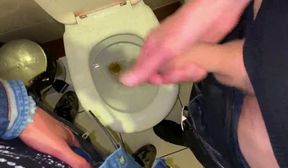 Boys piss together then jerk together but cant cum someone comes