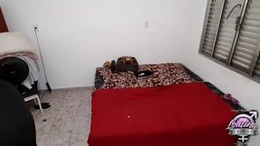 behind the scenes with a group of shemales trampling and cumming on a masked dude