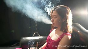 Elegant Smoking Girl: Deep Drags and Thick Clouds in a Leather Chair — QQ1 4K