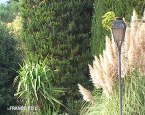English couple enjoy fucking outdoors in their french country mansion