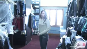 Black-haired female gimp gets trained and sexed on Day One