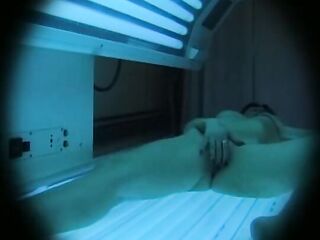 Solo Session with a German Chick Who Loves to Tan in a Sunbed
