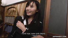 ”Asian Brunette Sucking Hard On A Heavy Cock”