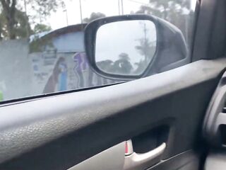 A stranger from side of road drains my balls right in the car