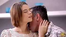 Old4k. hot sex of mature guy and huge boobed teenager concludes with superb cum shots