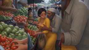 Indian Bhabhi Grouped &amp; Fucked Hard by Her Old Disgusting Muslim Neighbour in Busy Market