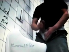 azeri Jerking huge cock at public toilet