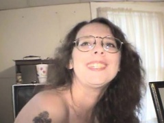 Wild babe with glasses Connie talks about her life and blows a shaft