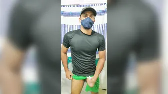 Young muscular Indian soldier jerks off his big cock on webcam