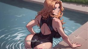 Busty red-haired girlfriend shows off her swimsuit