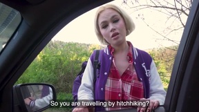 Blonde Hitchhiker Gives Road Head for Cash