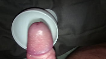 Cum in tiny plastic bowl