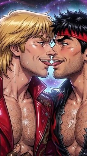 Ken and Ryu Making Out (ai)