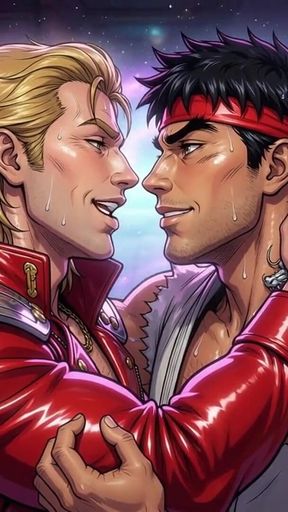 Ken and Ryu Making Out (ai)