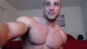 Stripping While Talking Muscle Guy in a Red G-string