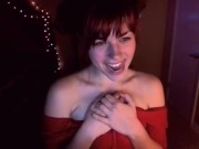 AwesomeKate - Red Head In Red Dress Cum Control