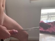 Deep sounding and stretching peehole urethral teen