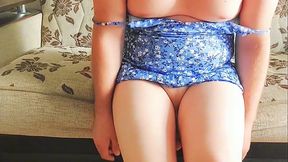 Stunning trans girl playing with her silky hair