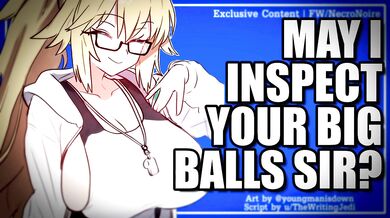 courtside ball girl inspects your balls for quality assurance with best blowjob cock worship f4m fsub audio