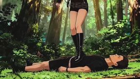 Boot Trampling in the Forest - Nataly Grinds You Down Under Platform Boots