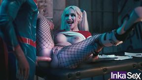 Superman destroza el ano a Harley Quinn y le hace un creampie en el ano.