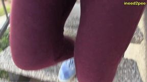 asian milf can t hold her bladder and wets her pants outside