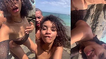 Sexo intenso com minha namorada na praia