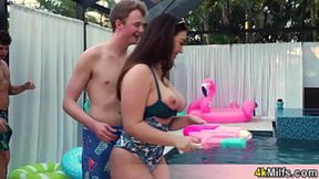 Mom's Pool Fantasy Fulfilled Via Double Penetration Orgasmic Bliss