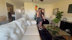 My roomate�s ex boyfriend shows up as a stripper to have makeup sex and fucks me instead